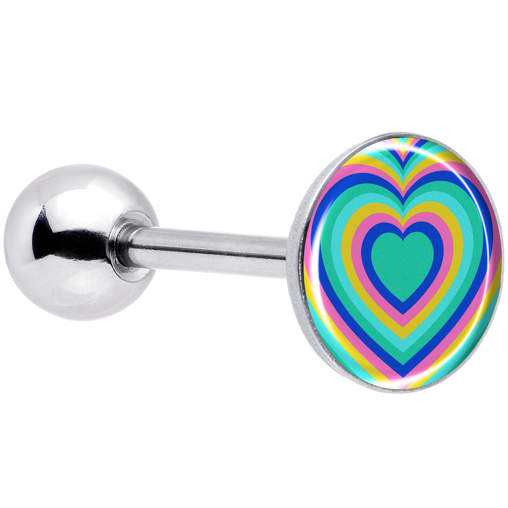 BodyCandy Rainbow Retro Heart Barbell Tongue Ring by Onyx O — main product shot