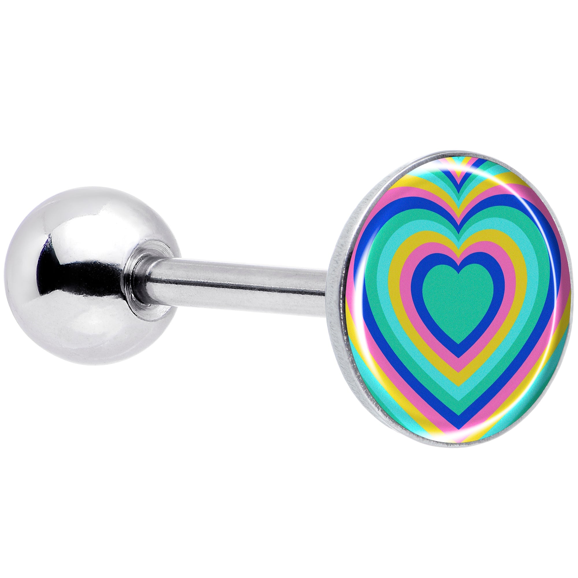 BodyCandy Rainbow Retro Heart Barbell Tongue Ring by Onyx O — main product shot