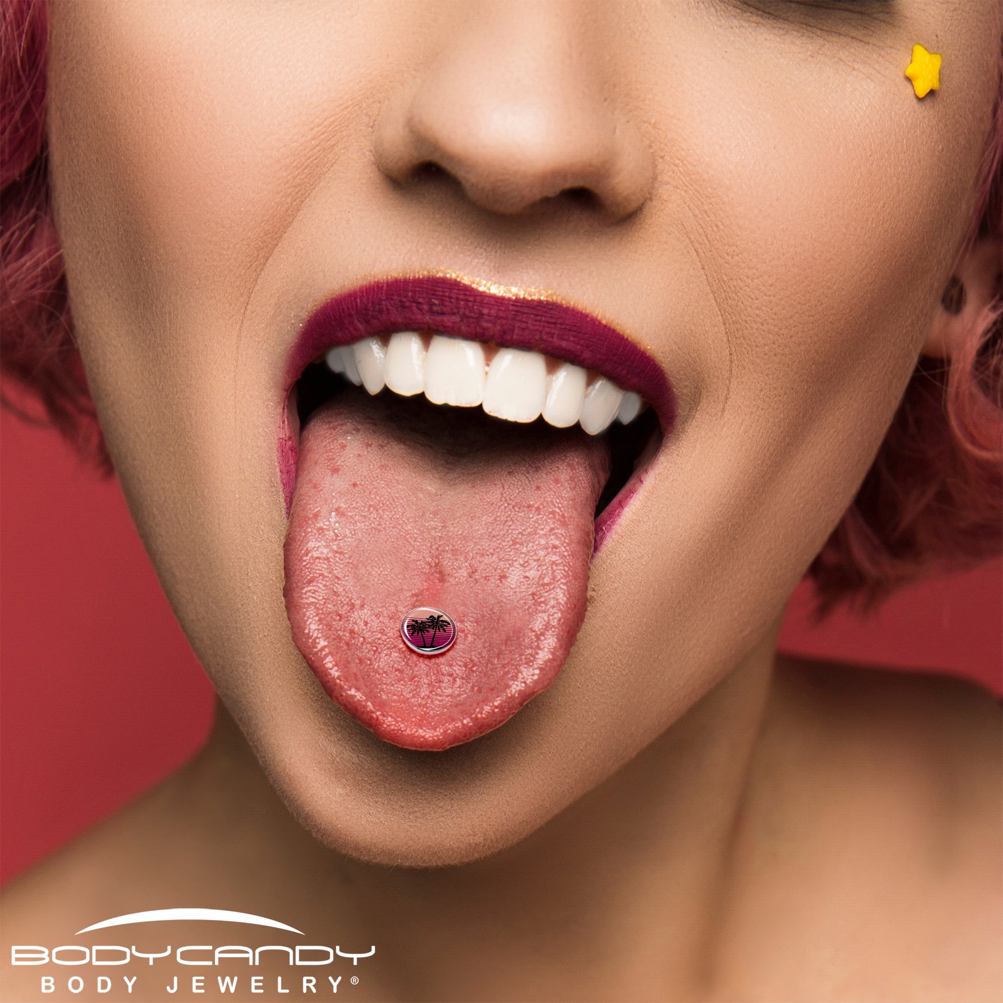 BodyCandy Palm Tree Retro Sunset Barbell Tongue Ring by Onyx O — alternative angle