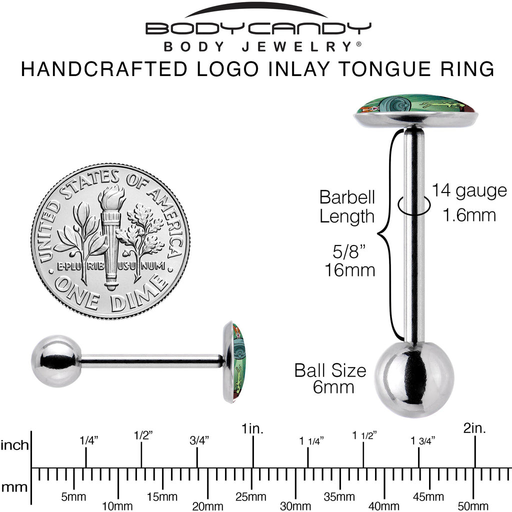 BodyCandy Reverse Alien UFO AbductionBarbell Tongue Ring by Onyx O — back view