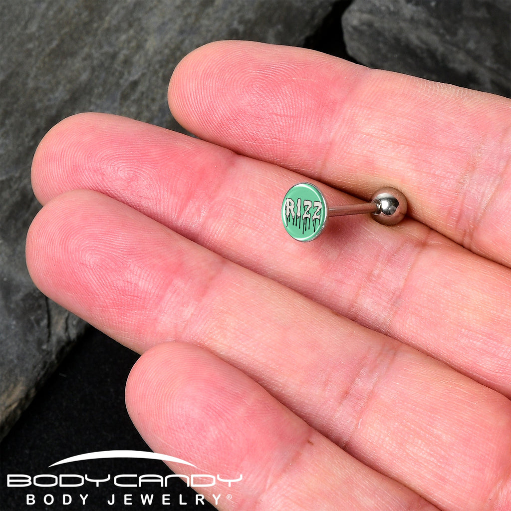 BodyCandy RIZZ Barbell Tongue Ring by Onyx O — detail close-up