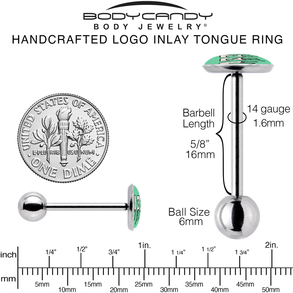 BodyCandy RIZZ Barbell Tongue Ring by Onyx O — back view