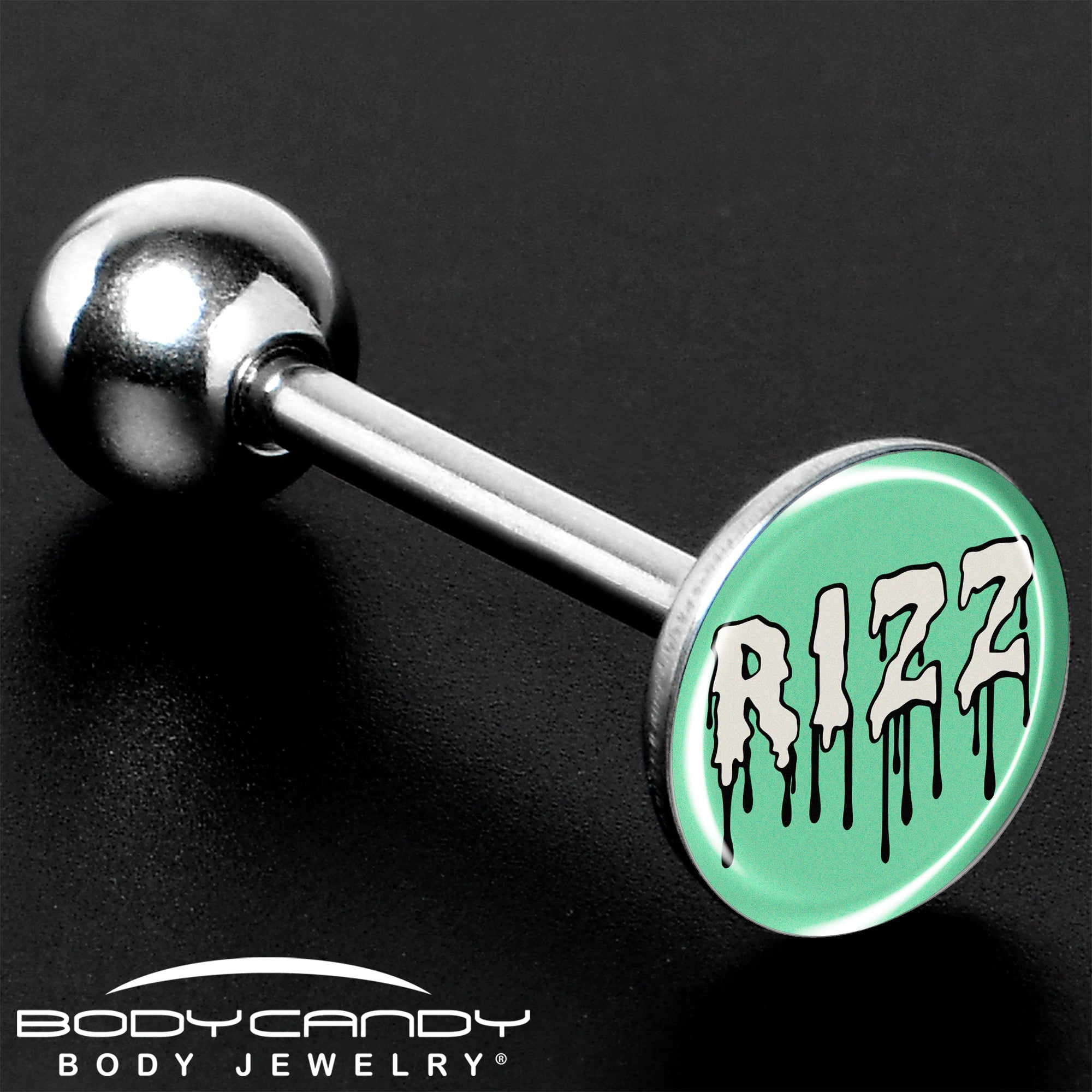 BodyCandy RIZZ Barbell Tongue Ring by Onyx O — size reference