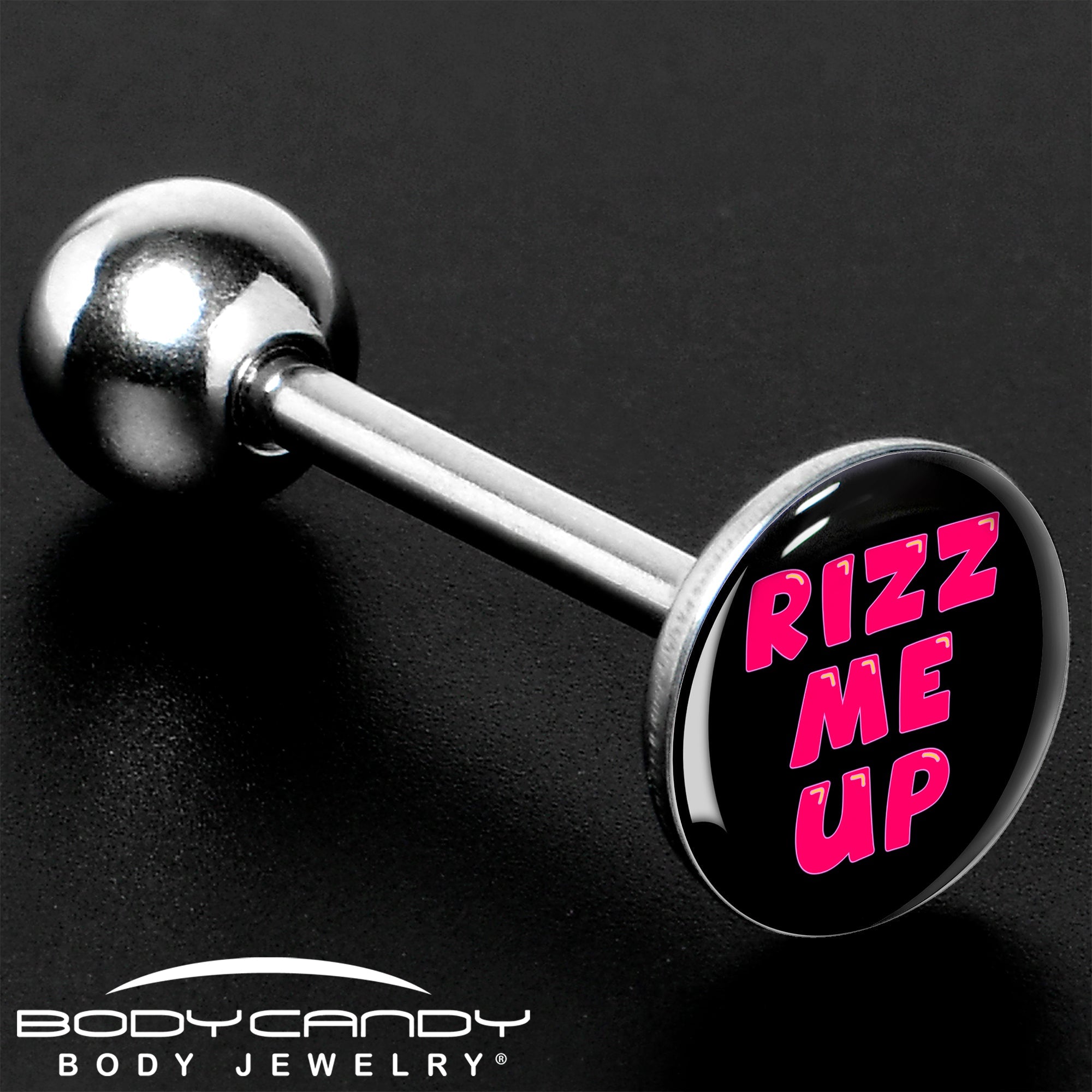 BodyCandy RIZZ ME UP Barbell Tongue Ring by Onyx O — size reference