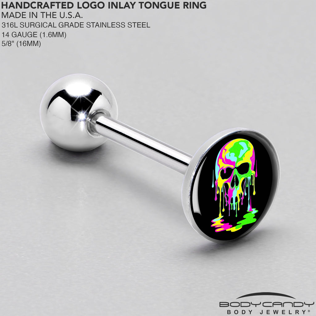 BodyCandy Ultra Bright Melting Skull Barbell Tongue Ring by Onyx O — side view