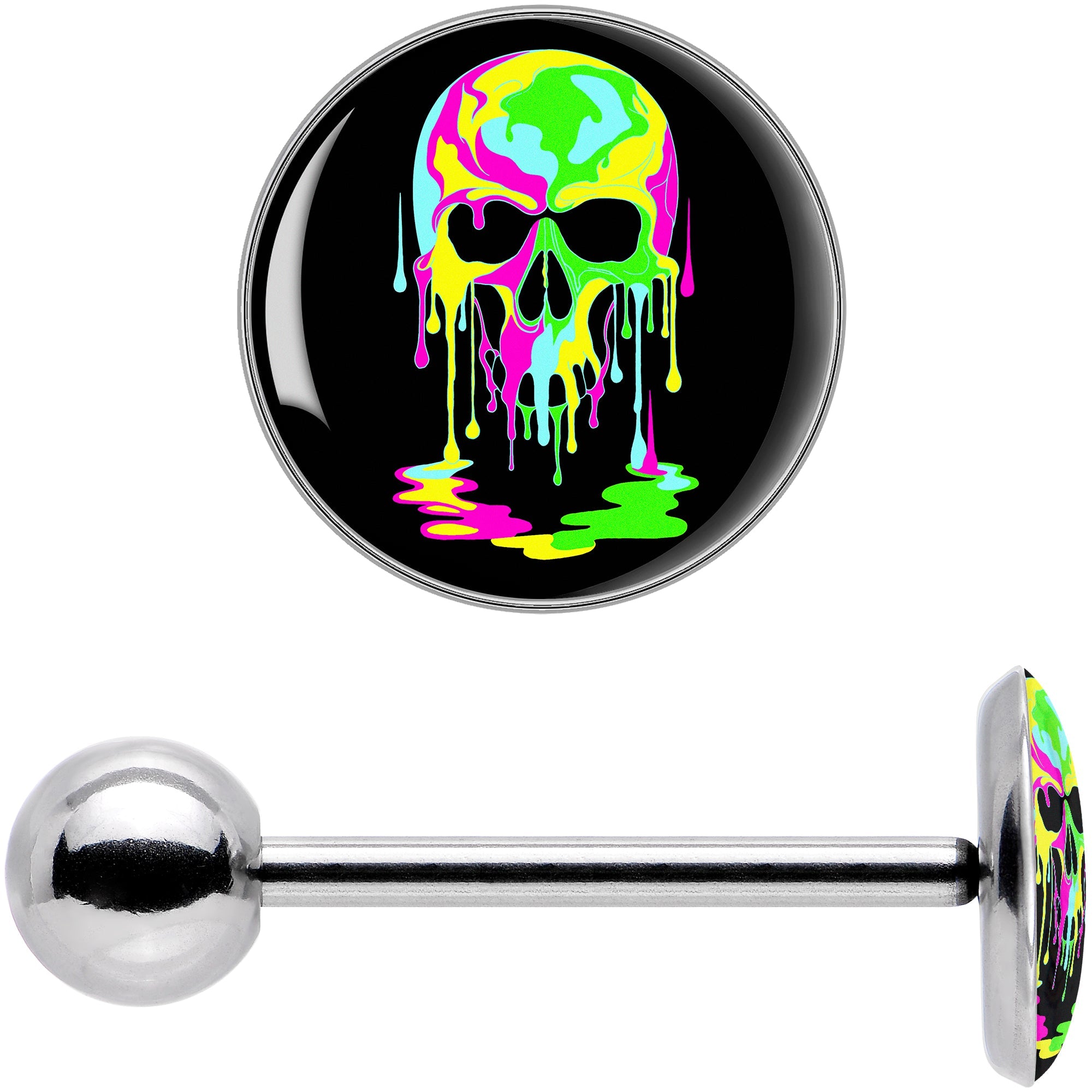 BodyCandy Ultra Bright Melting Skull Barbell Tongue Ring by Onyx O — in-use photo