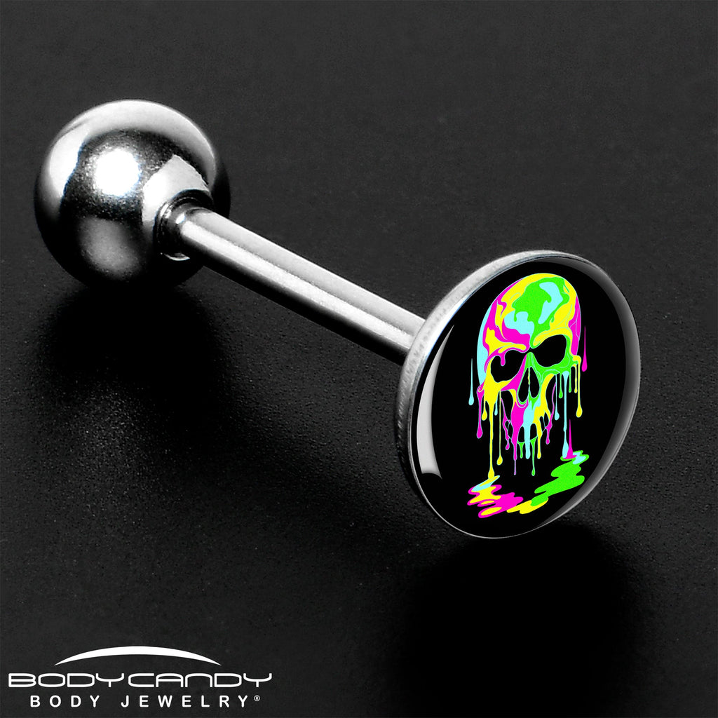 BodyCandy Ultra Bright Melting Skull Barbell Tongue Ring by Onyx O — size reference