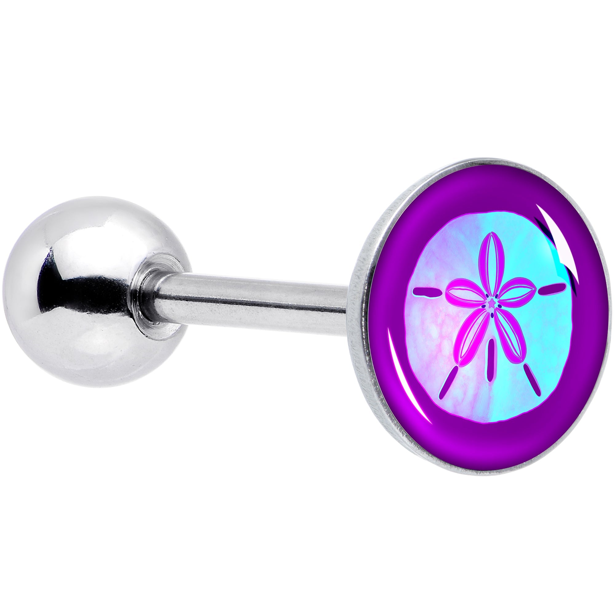 BodyCandy Purple Nautical Sand Dollar Barbell Tongue Ring by Onyx O — main product shot