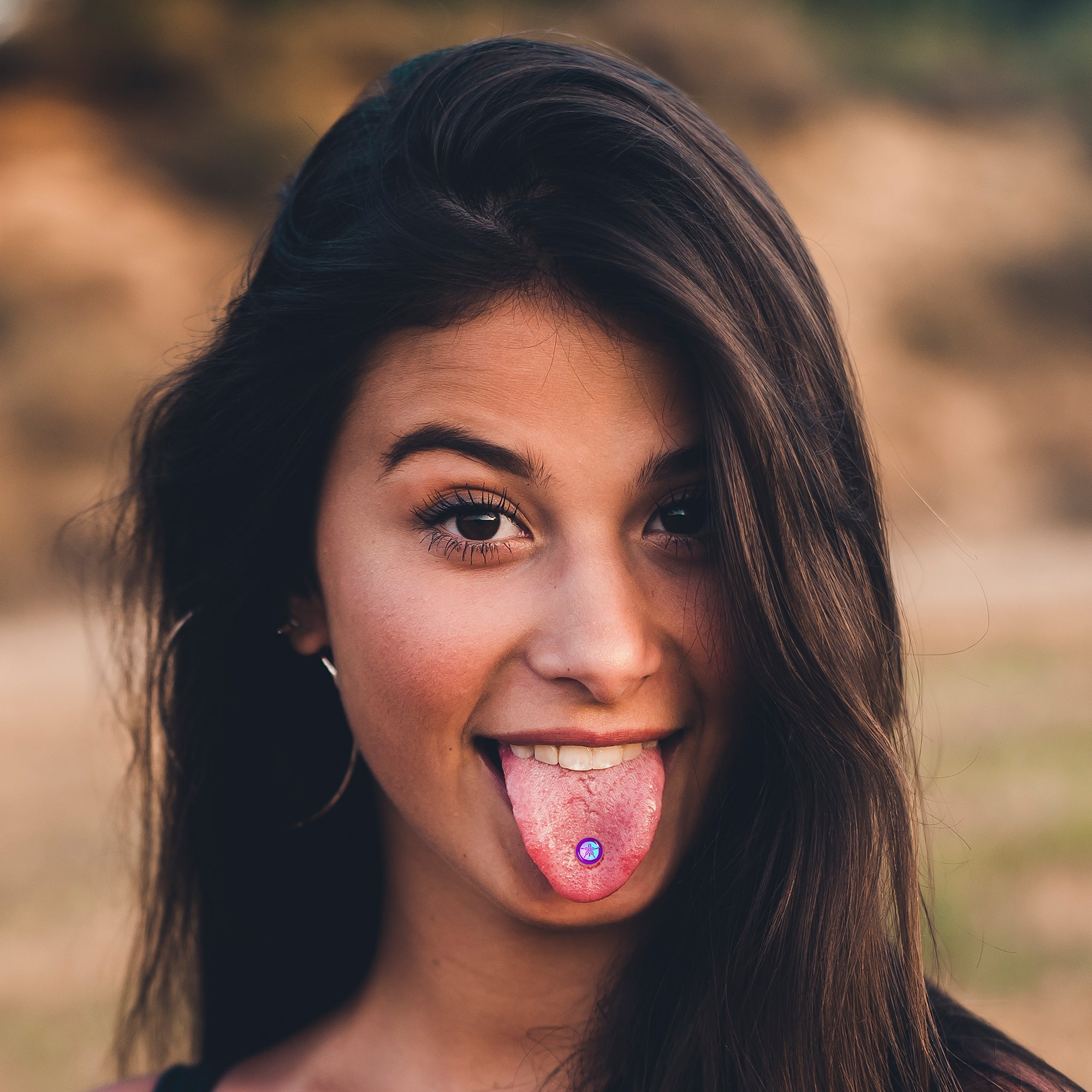 BodyCandy Purple Nautical Sand Dollar Barbell Tongue Ring by Onyx O — lifestyle context