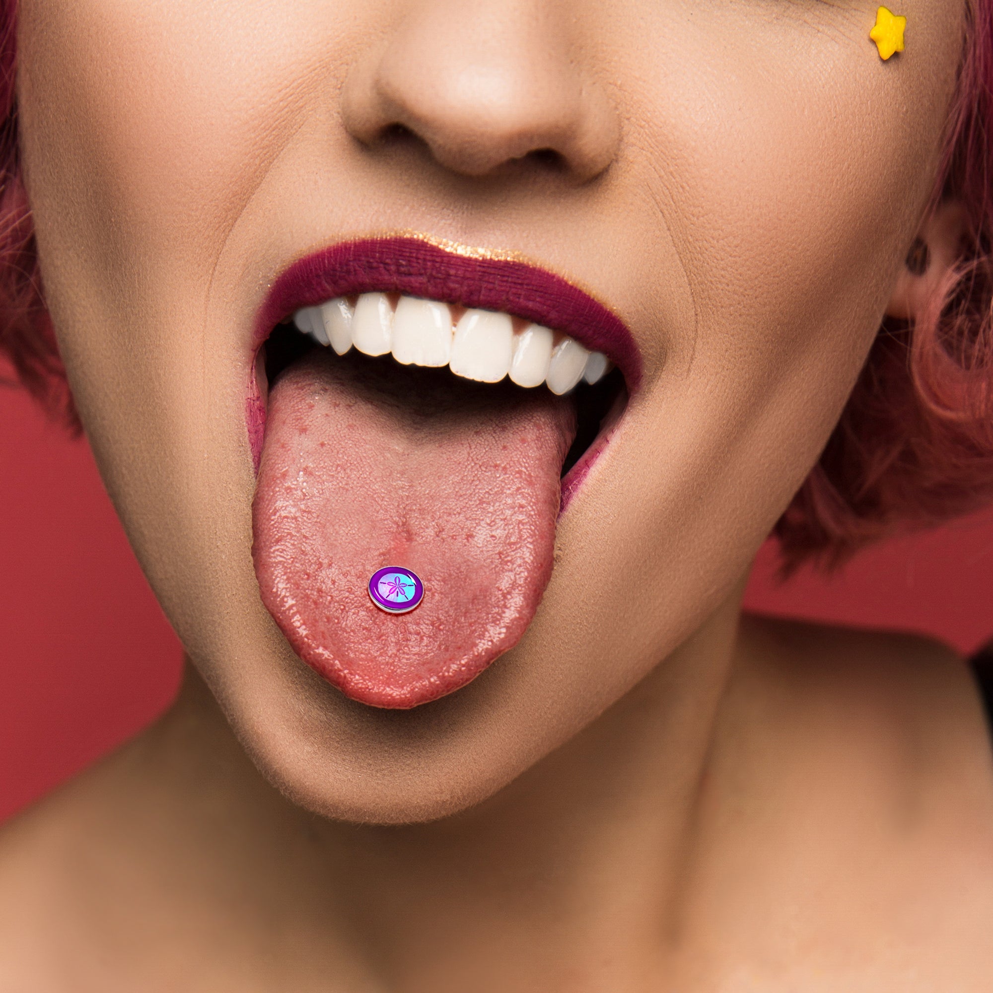 BodyCandy Purple Nautical Sand Dollar Barbell Tongue Ring by Onyx O — alternative angle