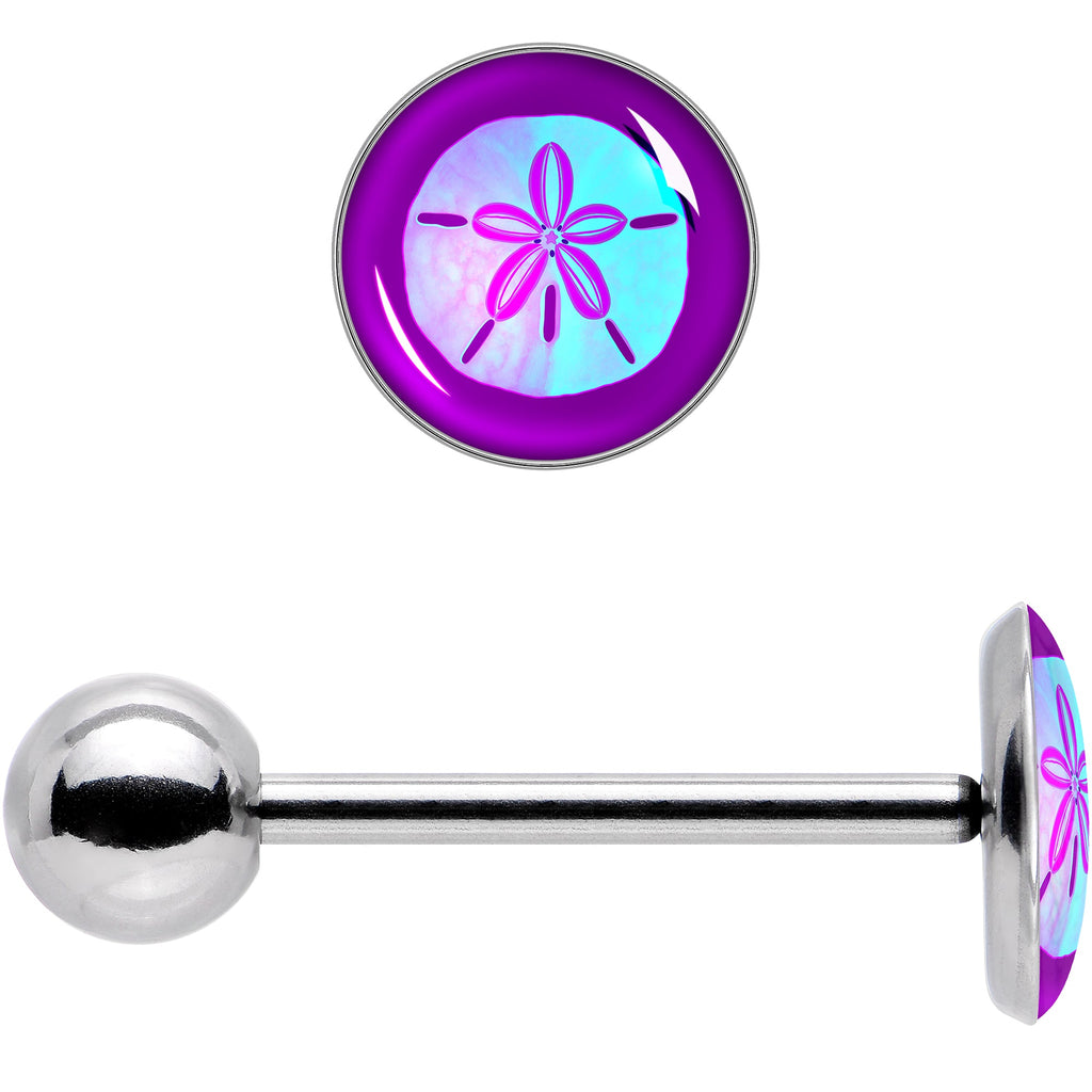 BodyCandy Purple Nautical Sand Dollar Barbell Tongue Ring by Onyx O — size reference