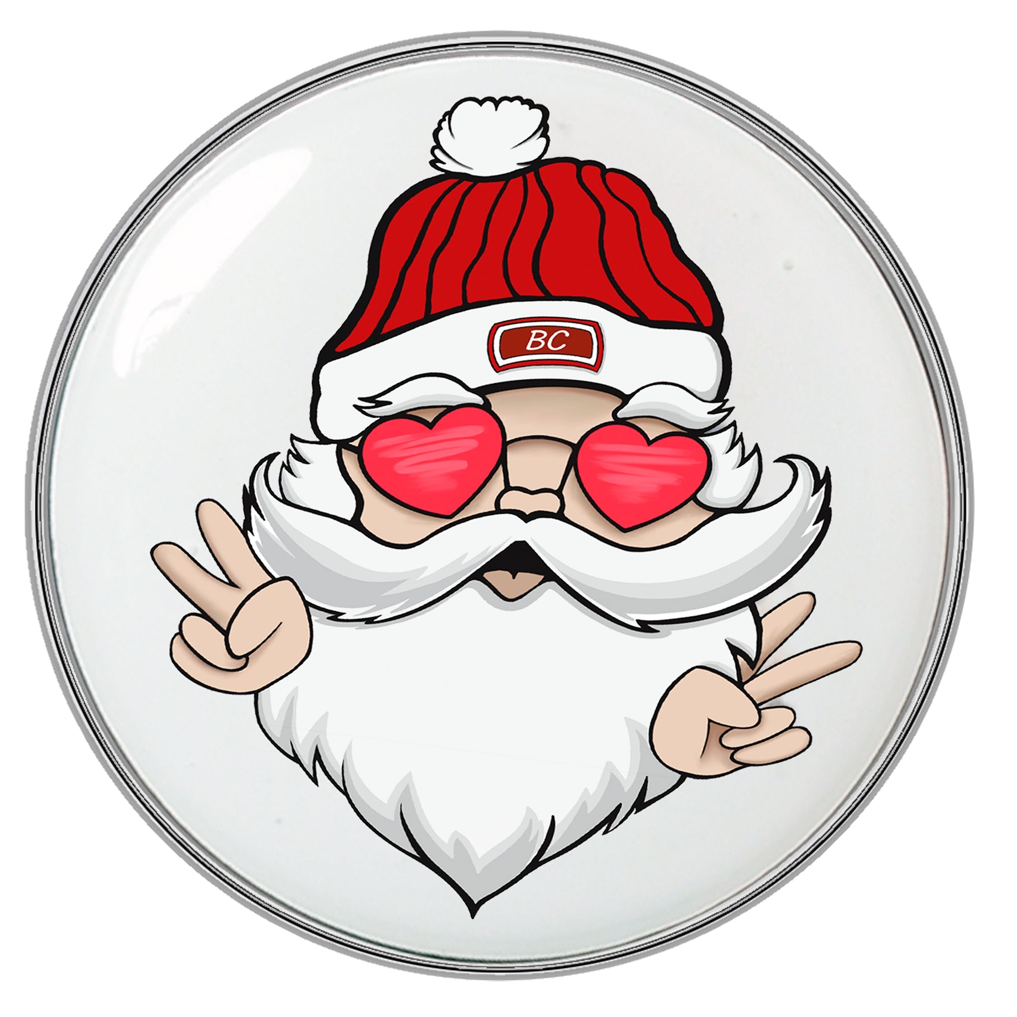 BodyCandy Christmas Peace Love Santa Barbell Tongue Ring by Onyx O — detail close-up