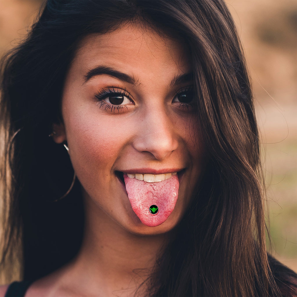 BodyCandy Shaka Hand Barbell Tongue Ring by Onyx O — lifestyle context