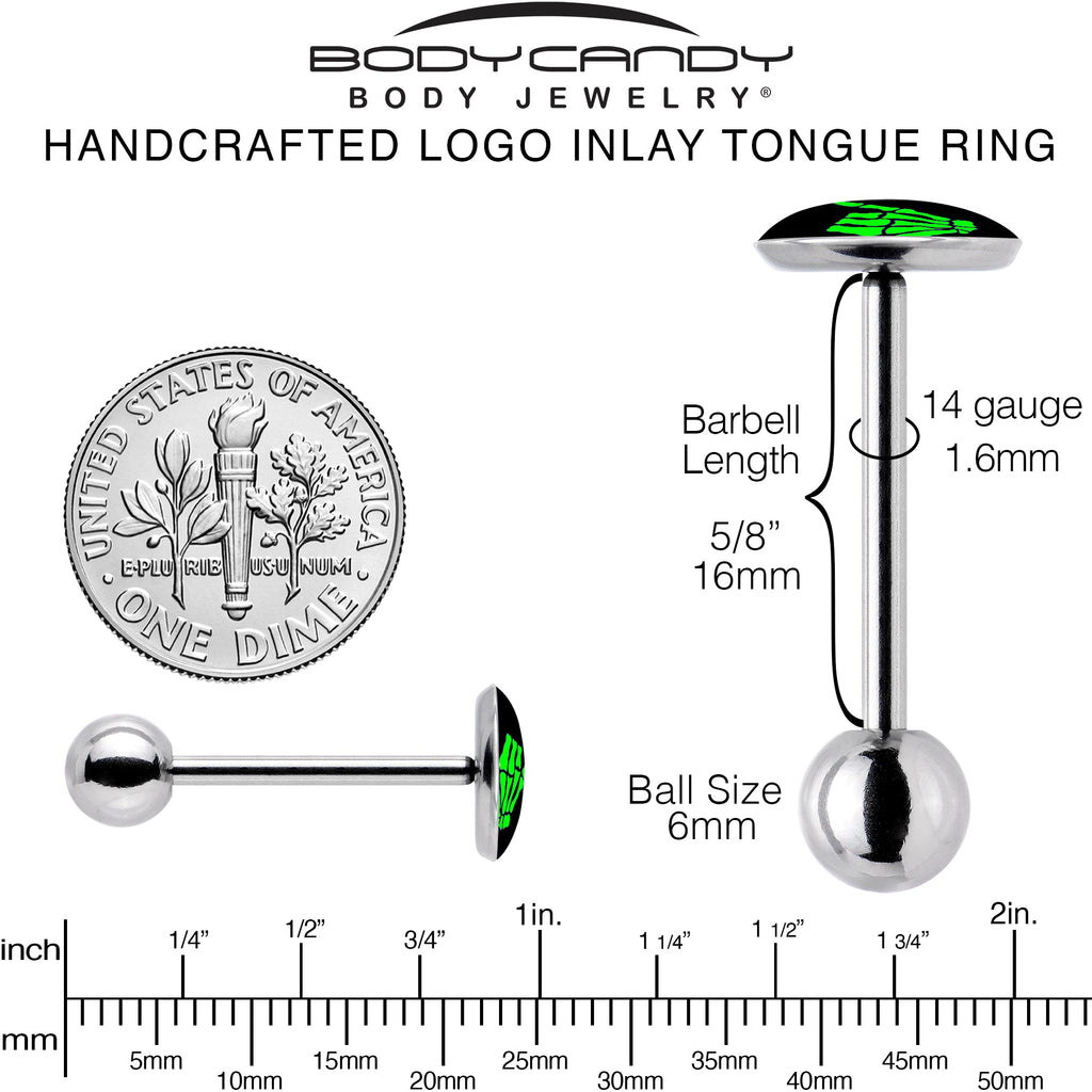 BodyCandy Shaka Hand Barbell Tongue Ring by Onyx O — back view