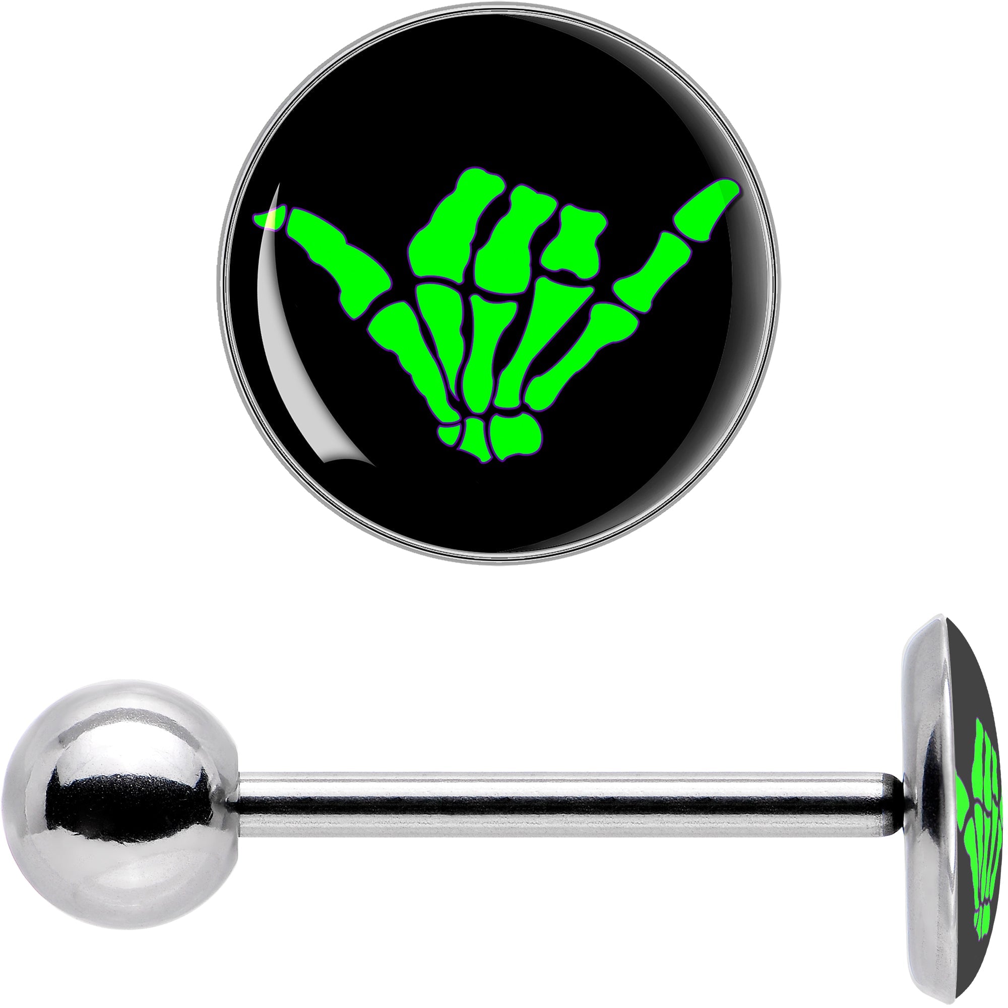 BodyCandy Shaka Hand Barbell Tongue Ring by Onyx O — in-use photo