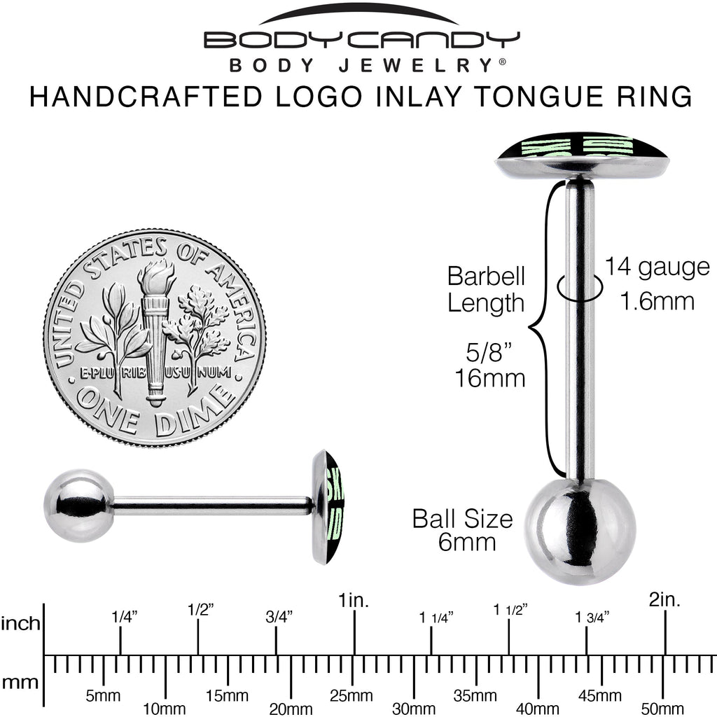 BodyCandy SKIBIDI Barbell Tongue Ring by Onyx O — back view
