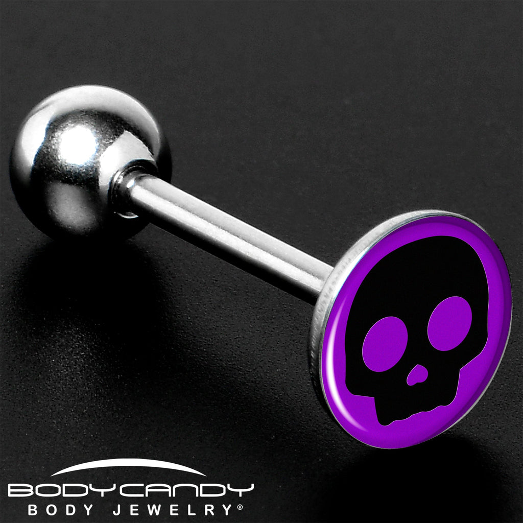 BodyCandy Purple Black Simple Skull Barbell Tongue Ring by Onyx O — size reference