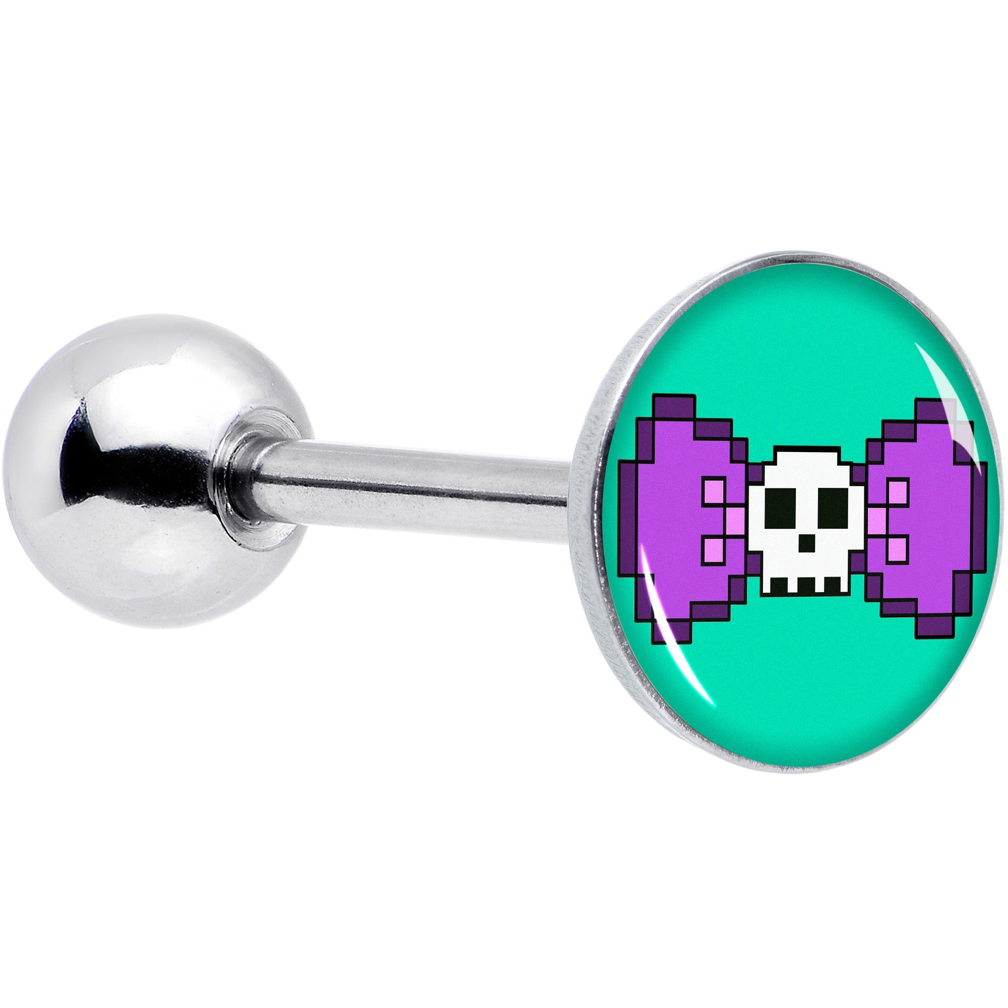 BodyCandy Retro Pixel Skull Barbell Tongue Ring by Onyx O — main product shot