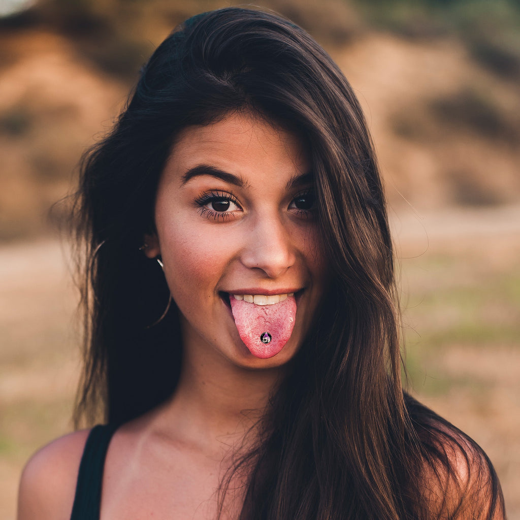 BodyCandy Burning Skull Candle Barbell Tongue Ring by Onyx O — side view