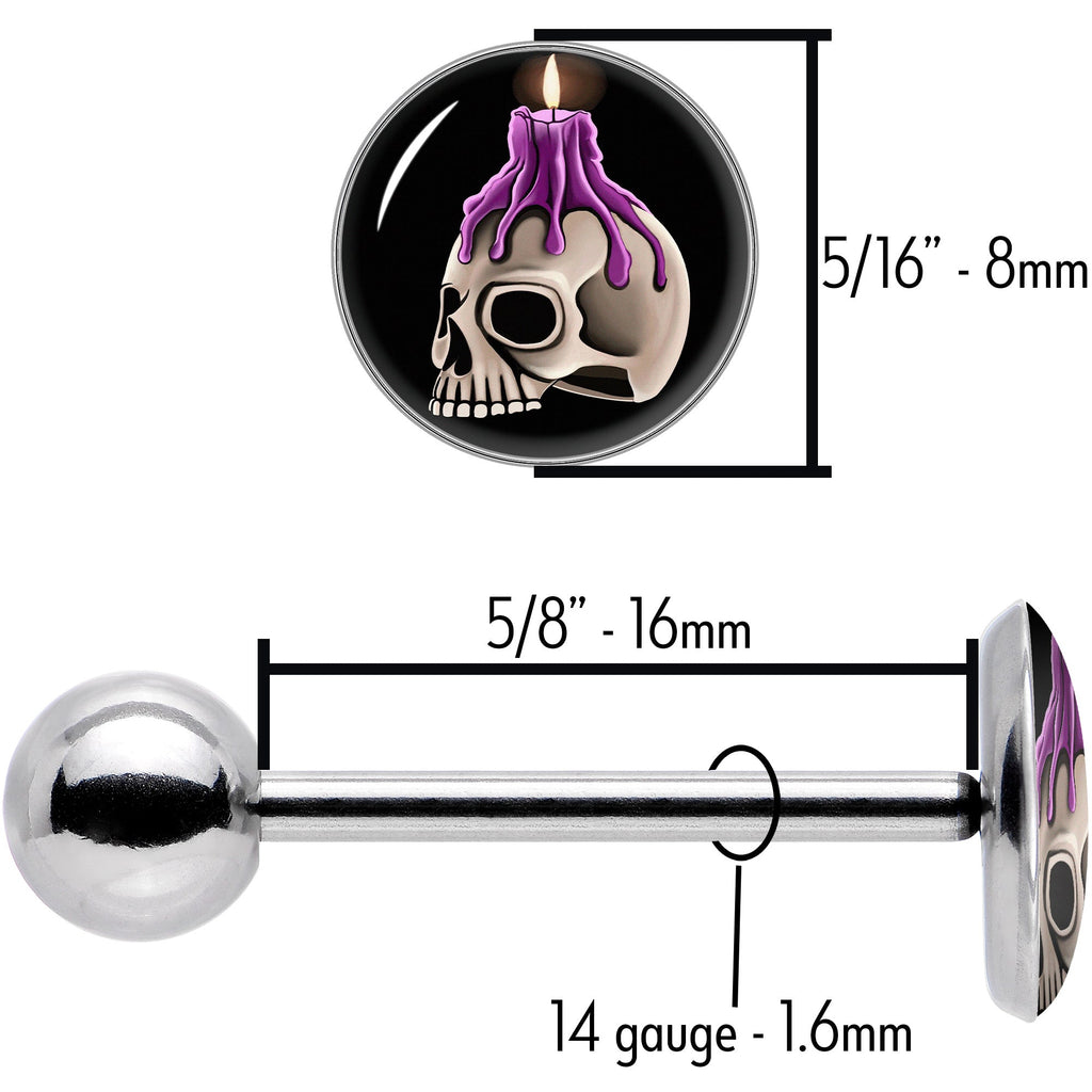 BodyCandy Burning Skull Candle Barbell Tongue Ring by Onyx O — size reference