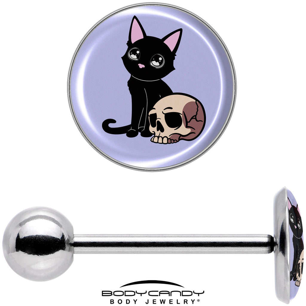 BodyCandy Skull Cat Barbell Tongue Ring by Onyx O — in-use photo