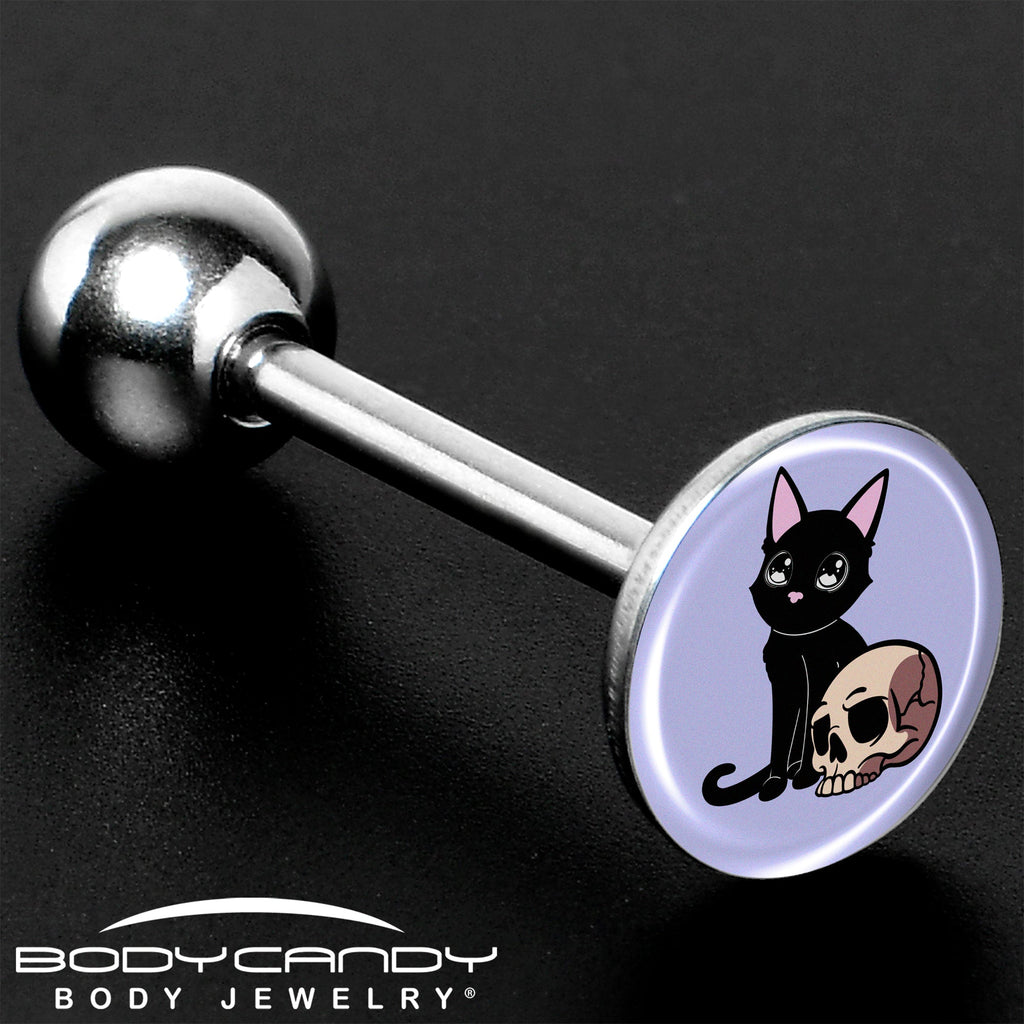 BodyCandy Skull Cat Barbell Tongue Ring by Onyx O — size reference