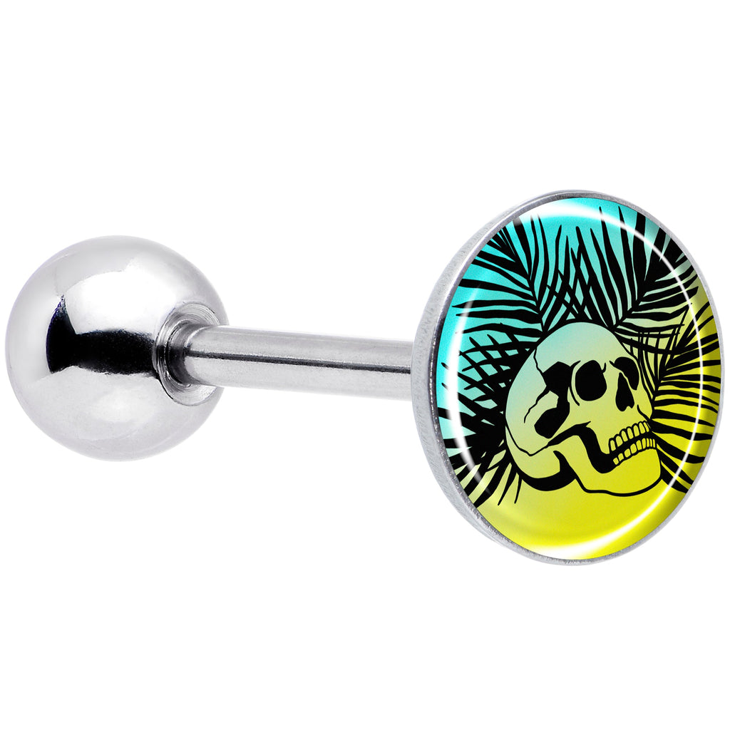 BodyCandy Blue Haze Sunset Skull and Palms Barbell Tongue Ring by Onyx O — main product shot