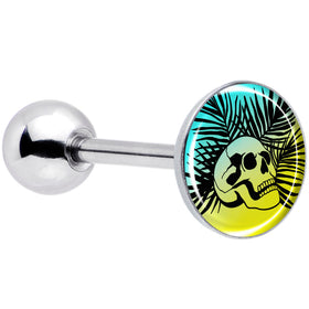 Blue Haze Sunset Skull and Palms Barbell Tongue Ring by Onyx O