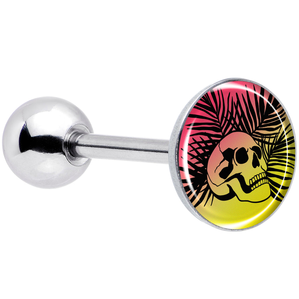 BodyCandy Red Haze Sunset Skull and Palms Barbell Tongue Ring by Onyx O — main product shot
