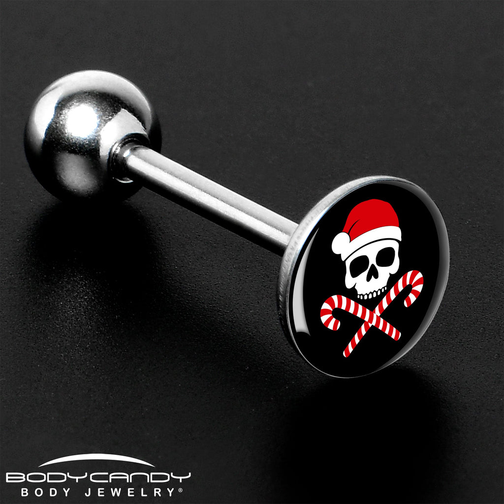 BodyCandy Santa Pirate Candy Cane Barbell Tongue Ring by Onyx O — size reference