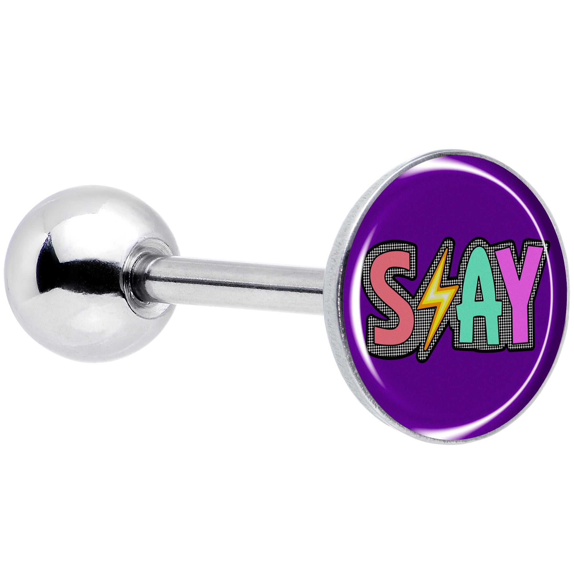 BodyCandy Colorful Lighting SLAY Barbell Tongue Ring by Onyx O — main product shot