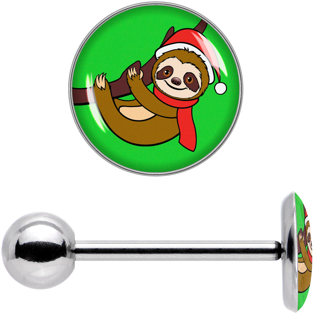 BodyCandy Santa Sloth Holiday Barbell Tongue Ring by Onyx O — in-use photo