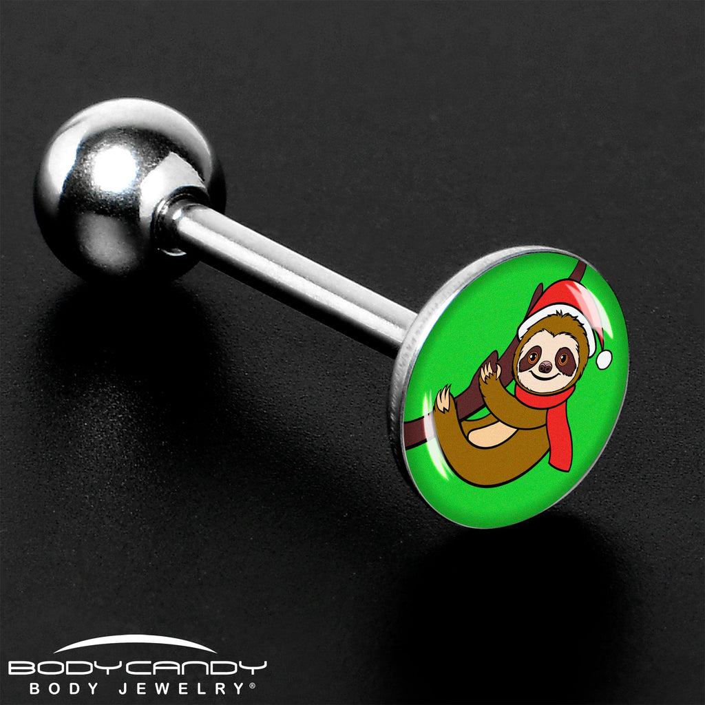 BodyCandy Santa Sloth Holiday Barbell Tongue Ring by Onyx O — size reference