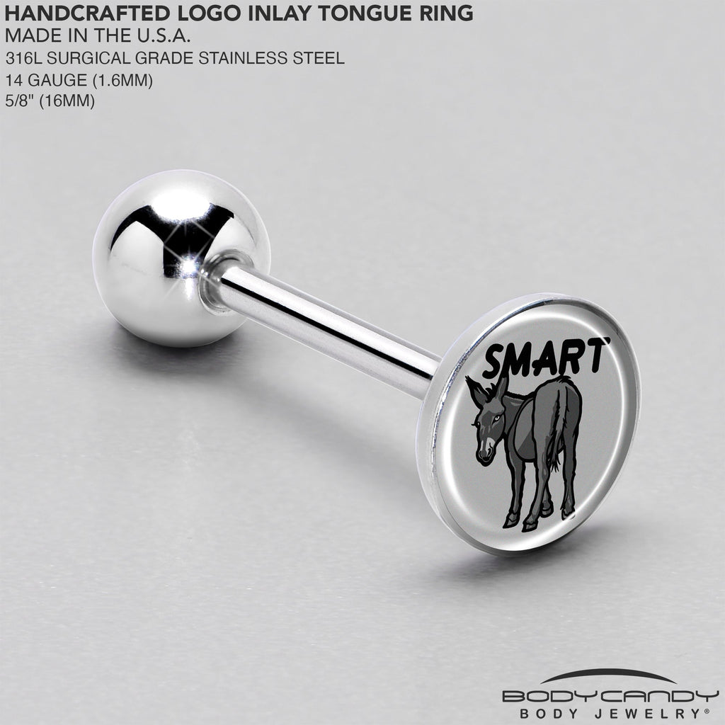 BodyCandy Donkey Smart Ass Barbell Tongue Ring by Onyx O — side view