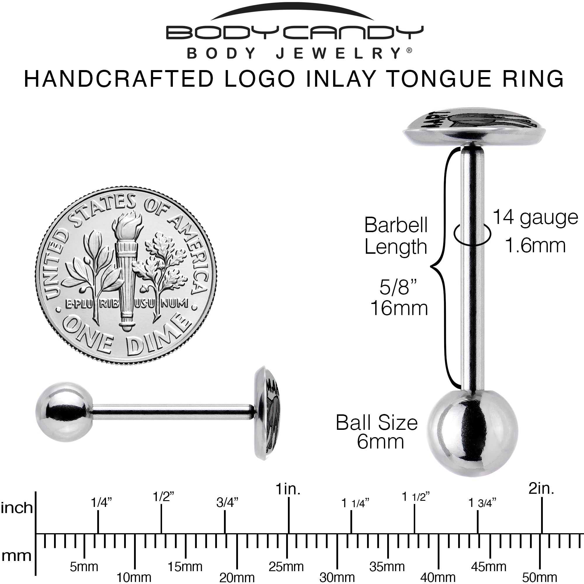 BodyCandy Donkey Smart Ass Barbell Tongue Ring by Onyx O — back view