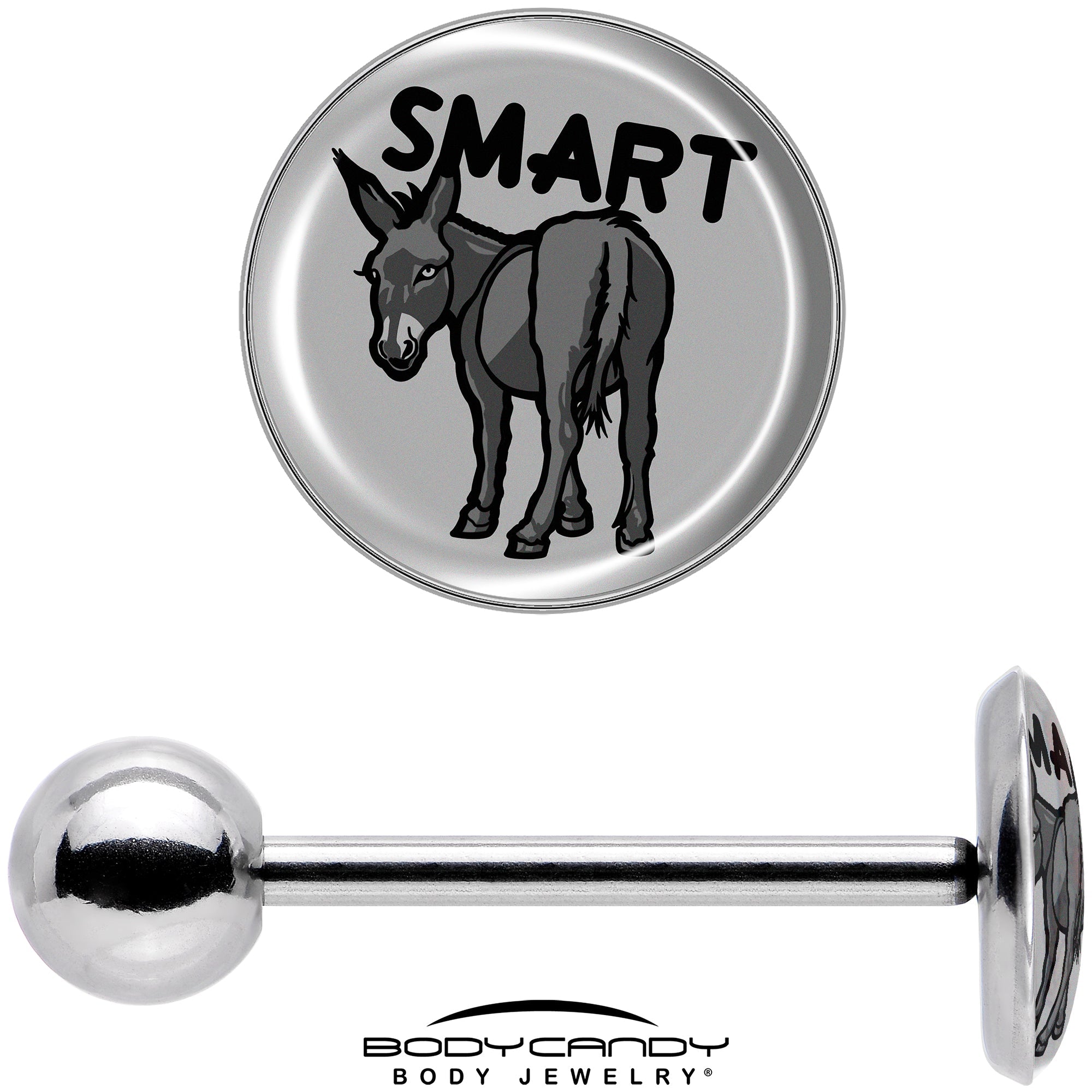 BodyCandy Donkey Smart Ass Barbell Tongue Ring by Onyx O — in-use photo