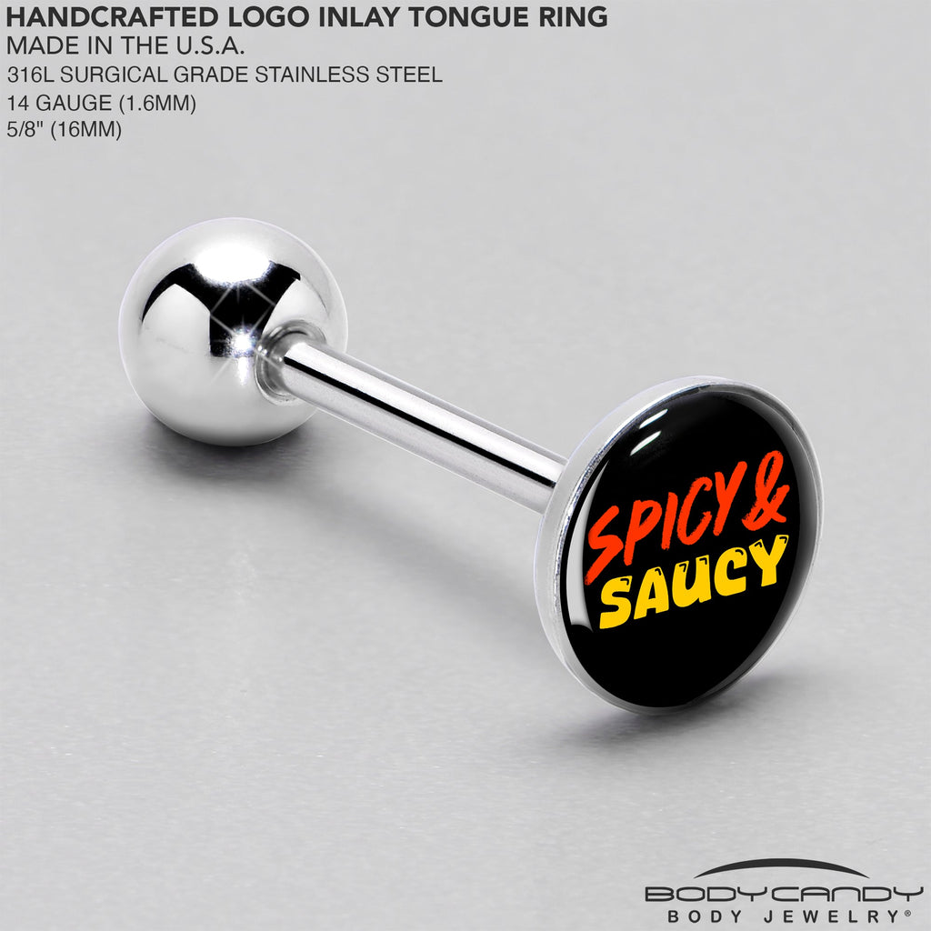 BodyCandy Spicy and Saucy Barbell Tongue Ring by Onyx O — side view