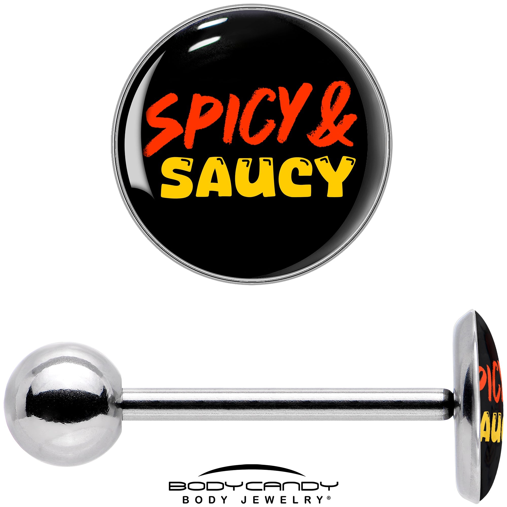 BodyCandy Spicy and Saucy Barbell Tongue Ring by Onyx O — in-use photo