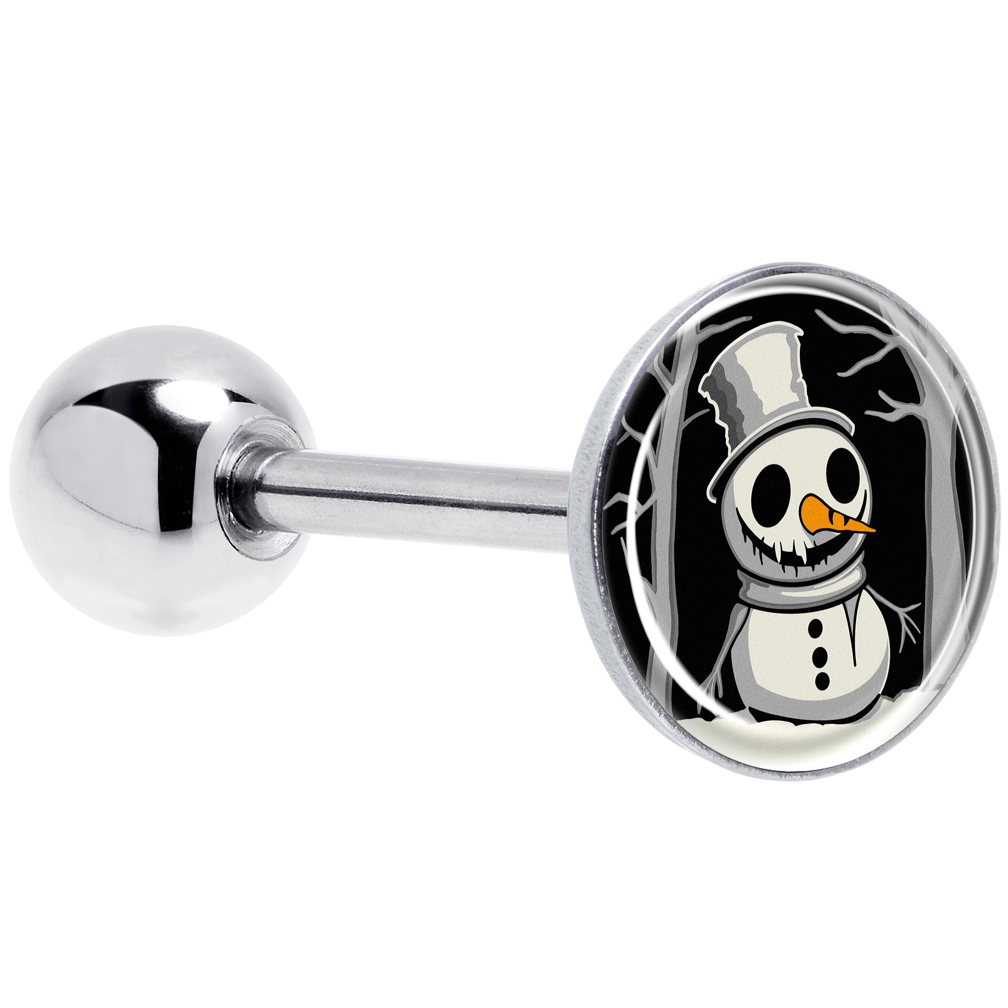BodyCandy Christmas Holiday Spooky Snowman Barbell Tongue Ring by Onyx O — main product shot