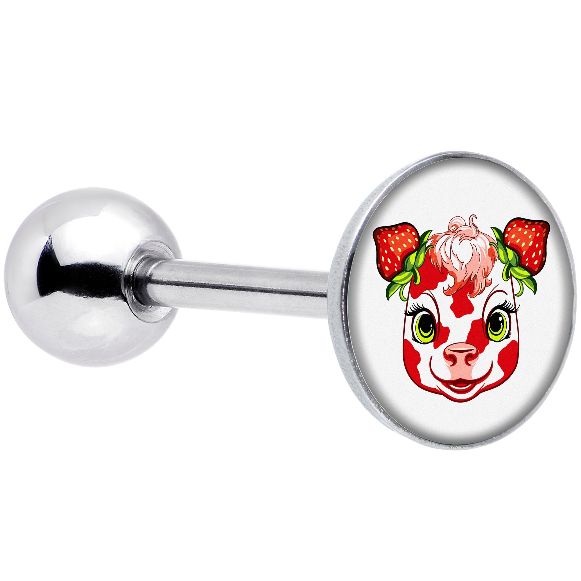 BodyCandy Stawberry Cow Barbell Tongue Ring by Onyx O — main product shot