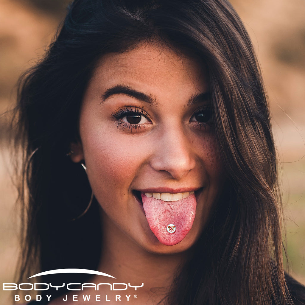 BodyCandy Stawberry Cow Barbell Tongue Ring by Onyx O — lifestyle context