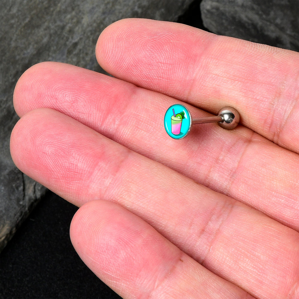 BodyCandy Summer Drink Barbell Tongue Ring by Onyx O — detail close-up