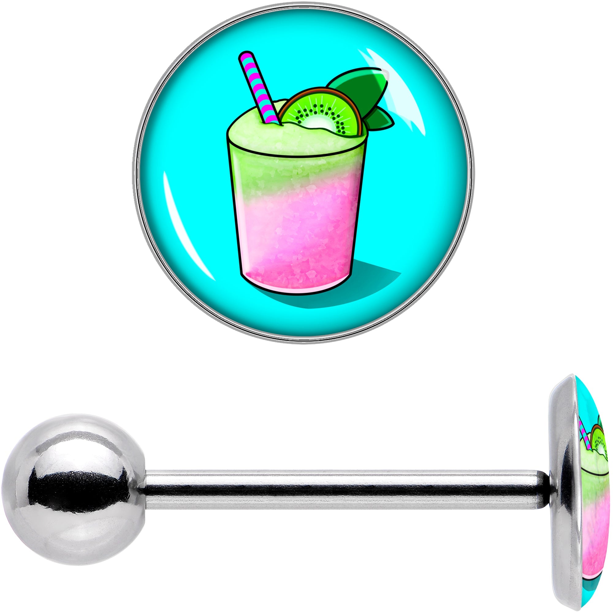 BodyCandy Summer Drink Barbell Tongue Ring by Onyx O — in-use photo