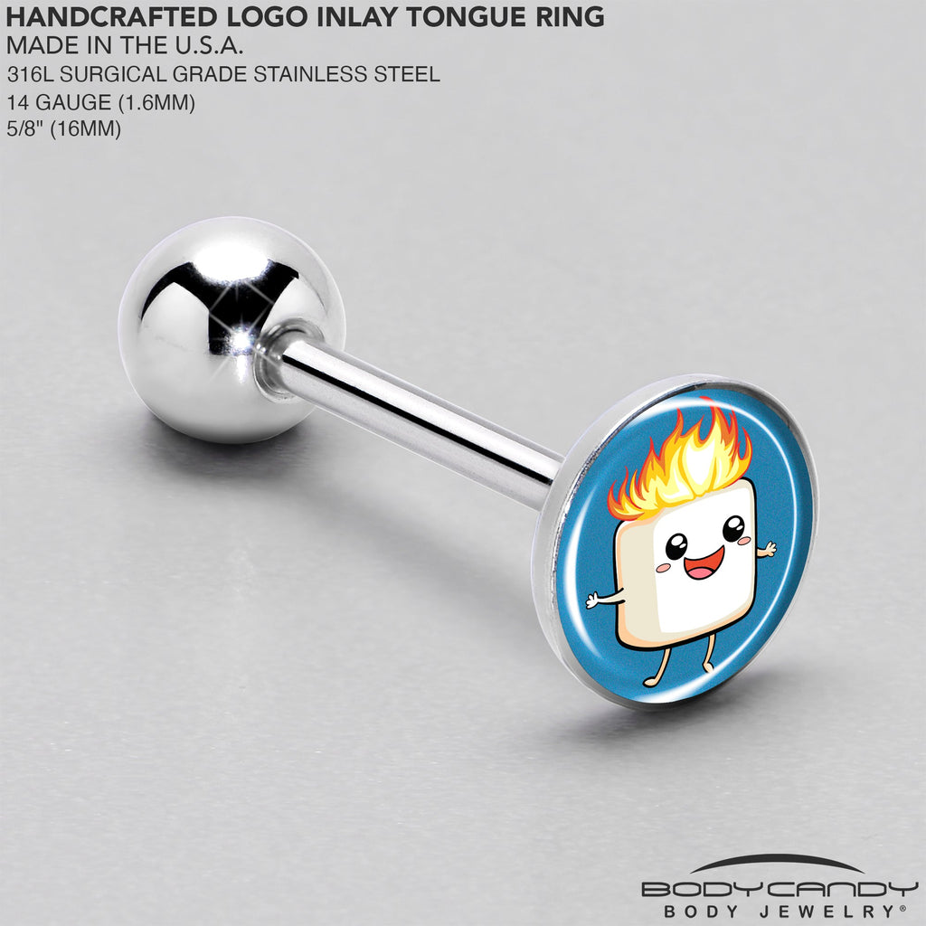 BodyCandy Burning Marshmallow Barbell Tongue Ring by Onyx O — side view
