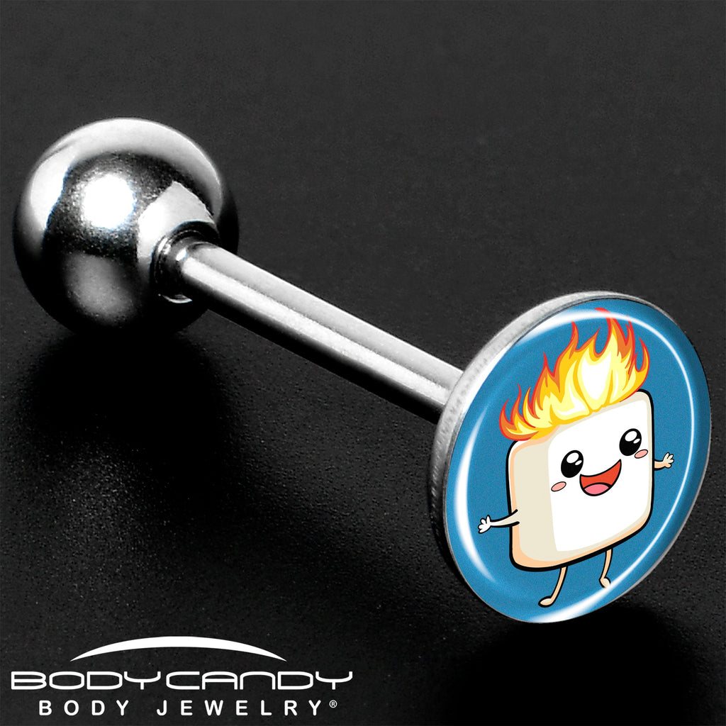 BodyCandy Burning Marshmallow Barbell Tongue Ring by Onyx O — size reference