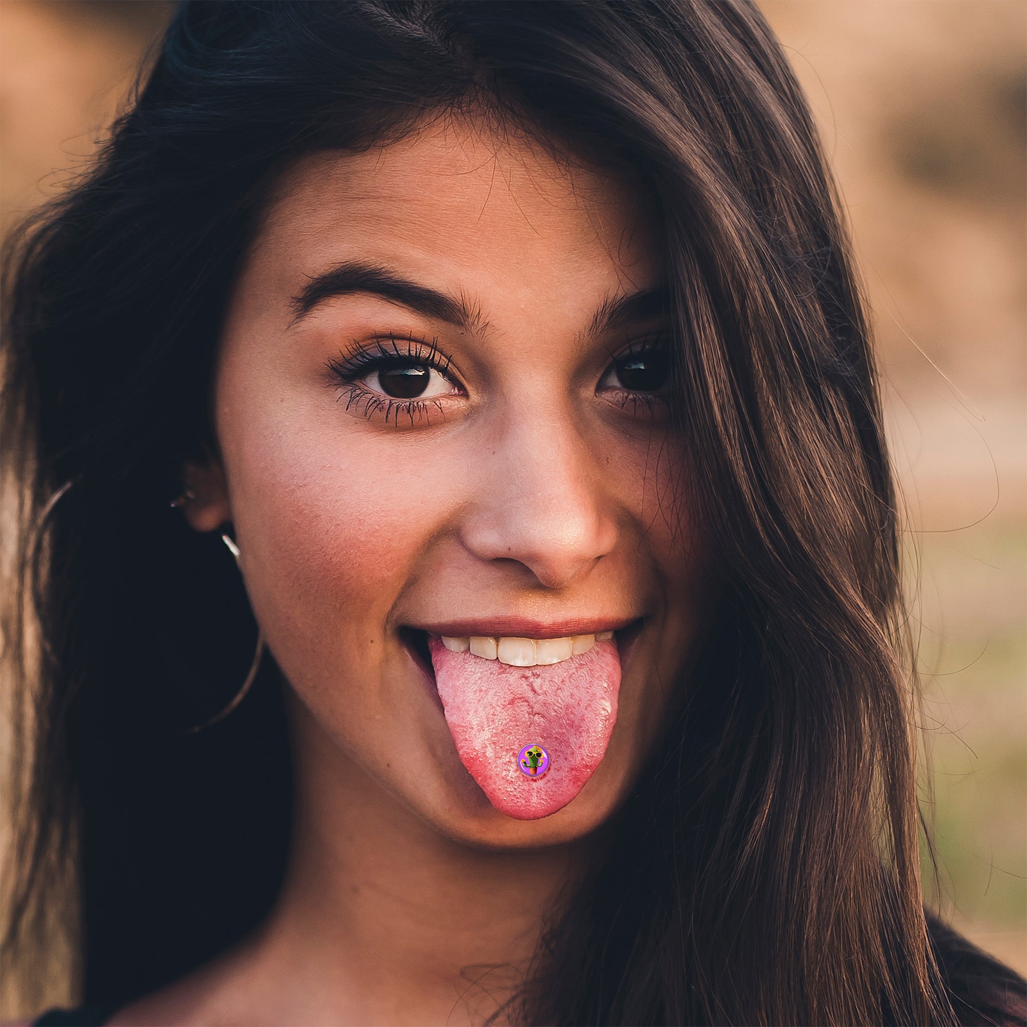 BodyCandy Sunflower Cactus Barbell Tongue Ring by Onyx O — lifestyle context