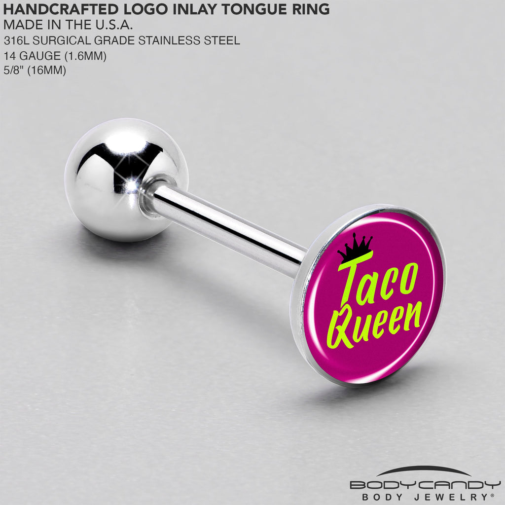 BodyCandy Taco Queen Barbell Tongue Ring by Onyx O — side view