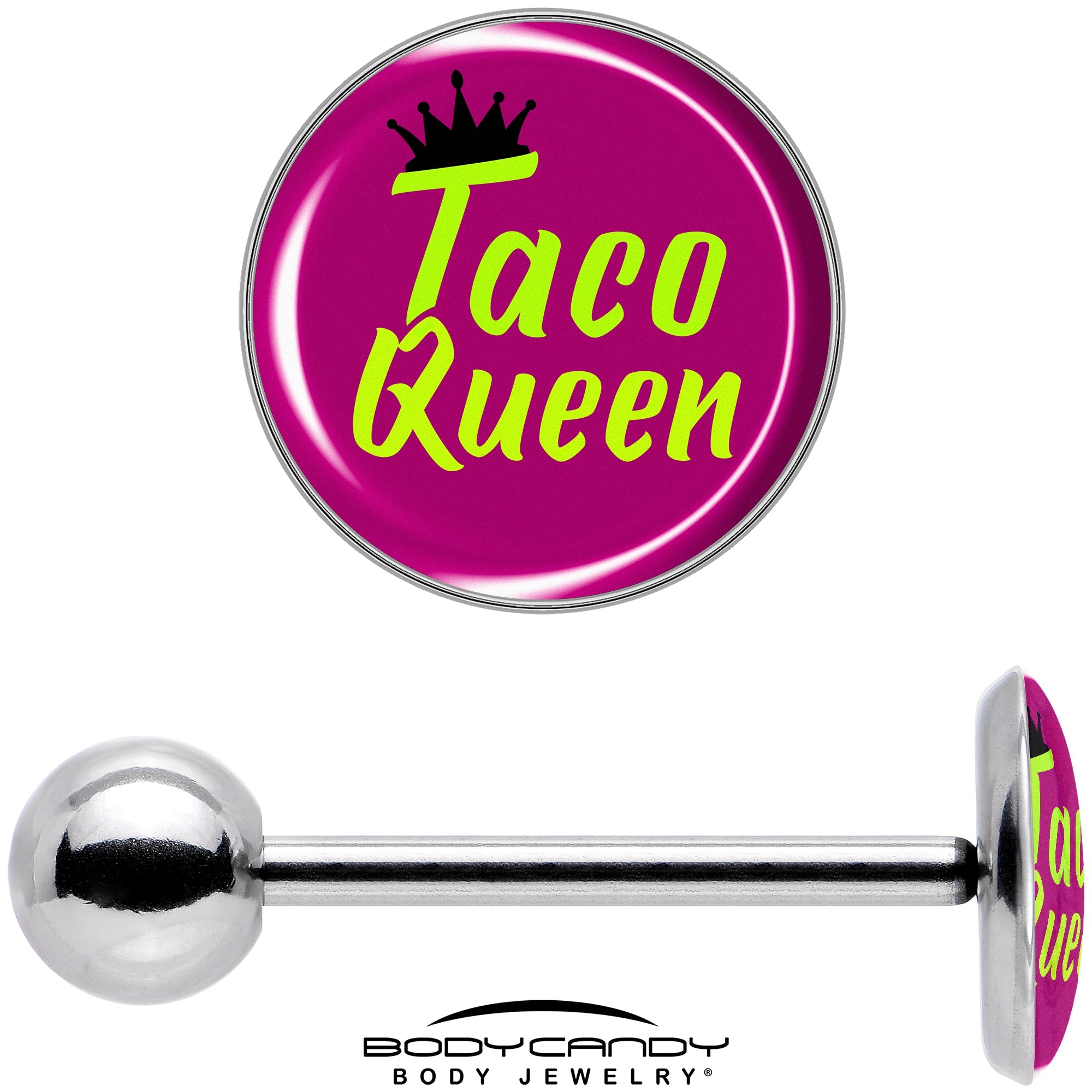 BodyCandy Taco Queen Barbell Tongue Ring by Onyx O — in-use photo