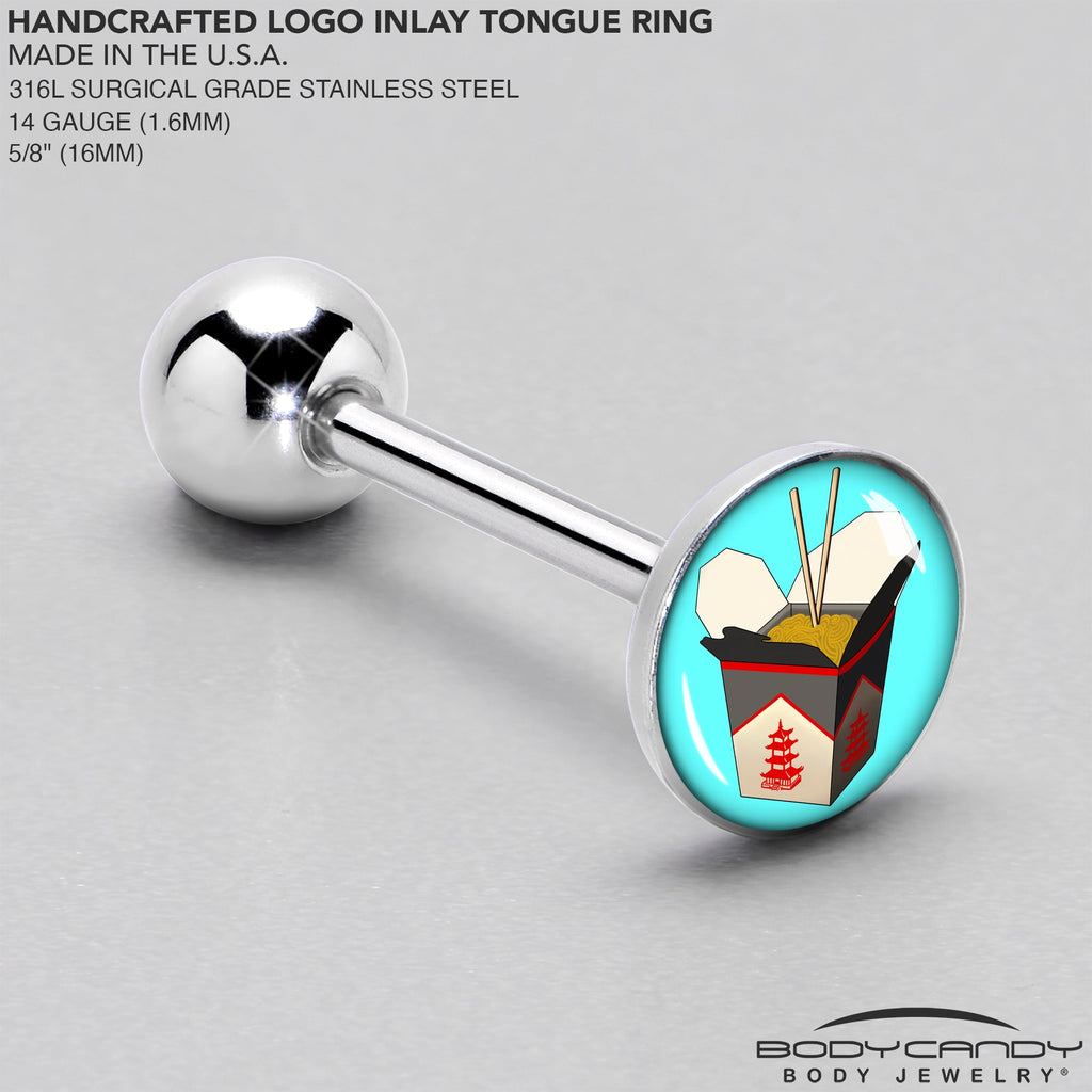 BodyCandy Chinese Take Out Barbell Tongue Ring by Onyx O — side view