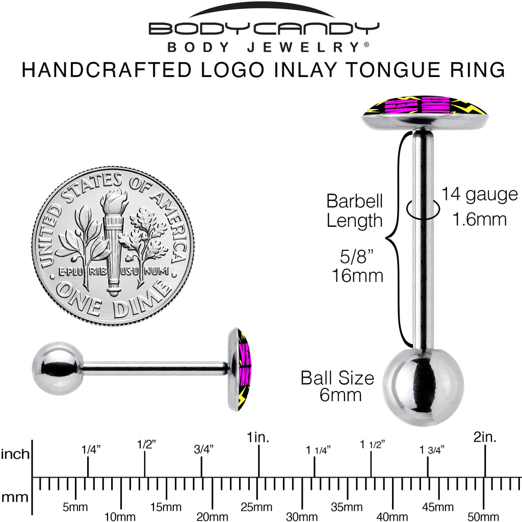 BodyCandy Over Thinker Impact Barbell Tongue Ring by Onyx O — back view